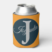 Custom orange greay blue Monogram Elegant 缶クーラー (缶正面)