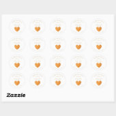 Custom Orange Heart Wedding Sanitizer Hands ラウンドシール (シート)