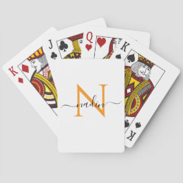 Custom Orange Monogram Name Playing Cards トランプ