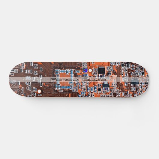 Custom Orange PCB Circuit Board for IT Pros スケートボード (横)