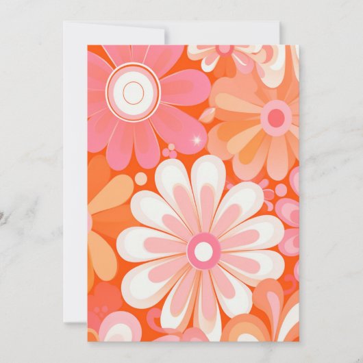 Custom order retro groovy flowers background 招待状 (正面)