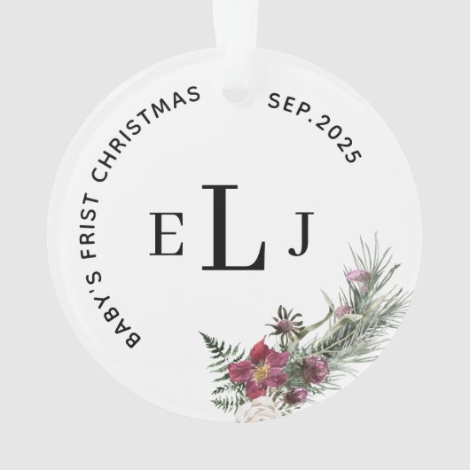 Custom Ornament for Baby's First Christmas & Date オーナメント (裏面)