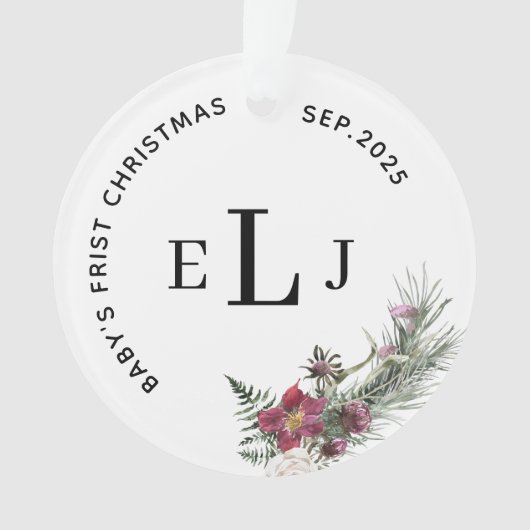 Custom Ornament for Baby's First Christmas & Date オーナメント (正面)