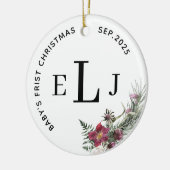 Custom Ornament for Baby's First Christmas & Date セラミックオーナメント (左)