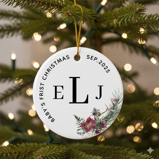 Custom Ornament for Baby's First Christmas & Date セラミックオーナメント