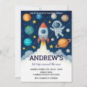 Custom Outer Space Astronaut for kid Birthday 招待状 (正面)