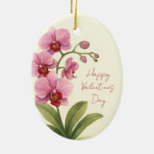 Custom Oval Ceramic Ornament with Orchid Flower セラミックオーナメント (裏面)