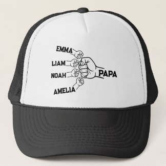 Custom Papa Fist Bump Trucker Hat with 4 Names キャップ