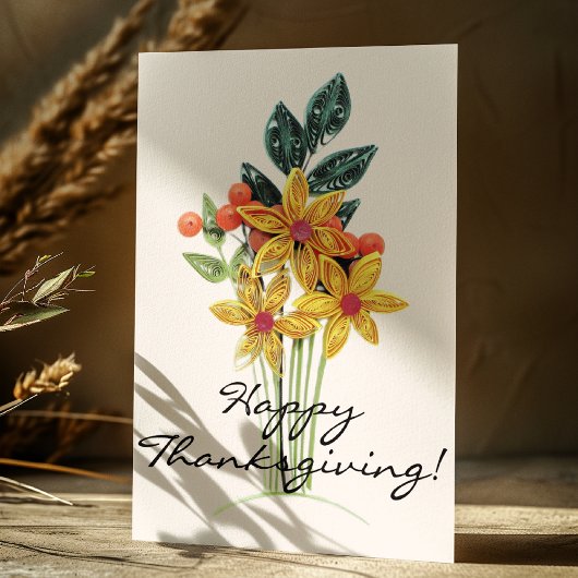 Custom, Paper Quilled Bouquet, Happy Thanksgiving シーズンカード