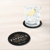 Custom Pappou's Pub Home Bar Year Established ラウンドペーパーコースター (インサイチュ)