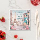 Custom Paris and Roses Sweet 16 in Paris スタンダードカクテルナプキン (インサイチュ)