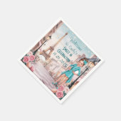 Custom Paris and Roses Sweet 16 in Paris スタンダードカクテルナプキン (角)