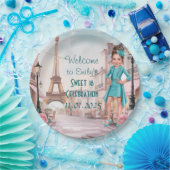 Custom Paris and Roses Sweet 16 in Paris ペーパープレート (パーティー)