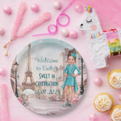 Custom Paris and Roses Sweet 16 in Paris ペーパープレート (パーティー)