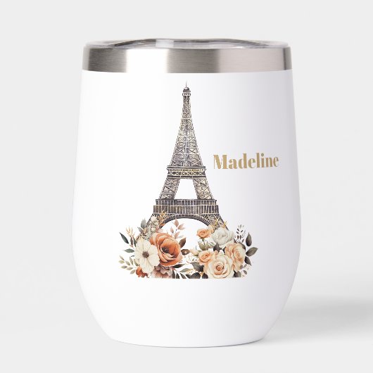 Custom Paris Eiffel Tower Beautiful Floral (背面)
