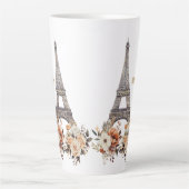 Custom Paris Eiffel Tower Beautiful Floral カフェラテマグ (正面)
