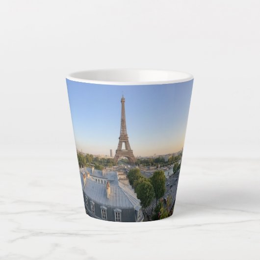 Custom Paris Panoramic Skyline View Eiffel Tower カフェラテマグ (正面)