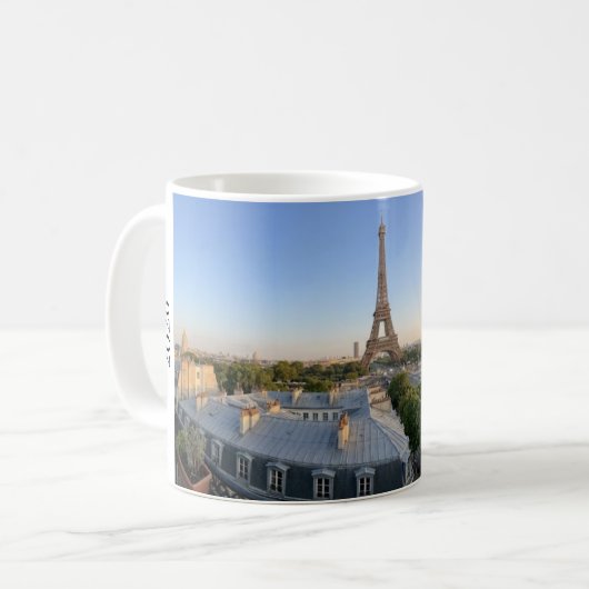 Custom Paris Panoramic Skyline View Eiffel Tower コーヒーマグカップ (正面左)