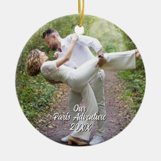 Custom Paris Travel Photo Christmas Tree セラミックオーナメント (正面)