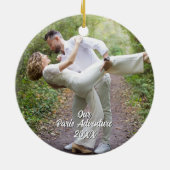 Custom Paris Travel Photo Christmas Tree セラミックオーナメント (裏面)