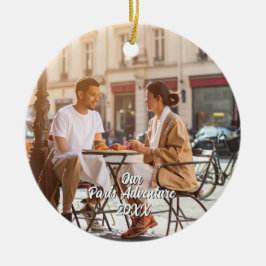 Custom Paris Travel Photo Christmas Tree セラミックオーナメント