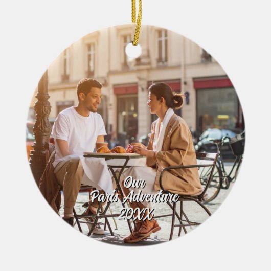 Custom Paris Travel Photo Christmas Tree セラミックオーナメント (正面)