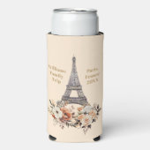 Custom Paris Trip Eiffel Tower Floral スリム缶クーラー (Seltzer正面)