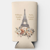 Custom Paris Trip Eiffel Tower Floral スリム缶クーラー (正面)