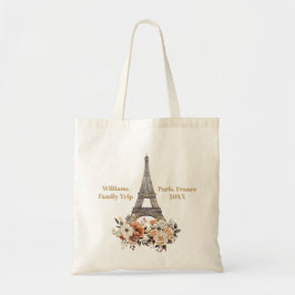 Custom Paris Trip Eiffel Tower Floral トートバッグ