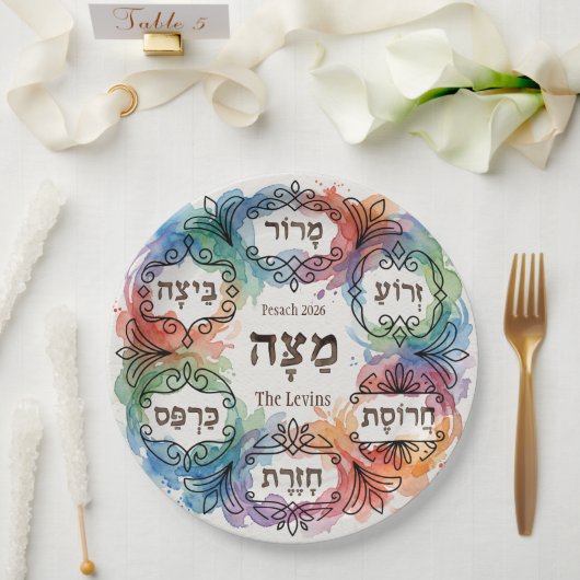 Custom Passover Seder Plate for All Guests Pesach  ペーパープレート (ウェディング)