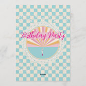 Custom Pastel Blue Checkered Birthday Party 招待状 (裏面)
