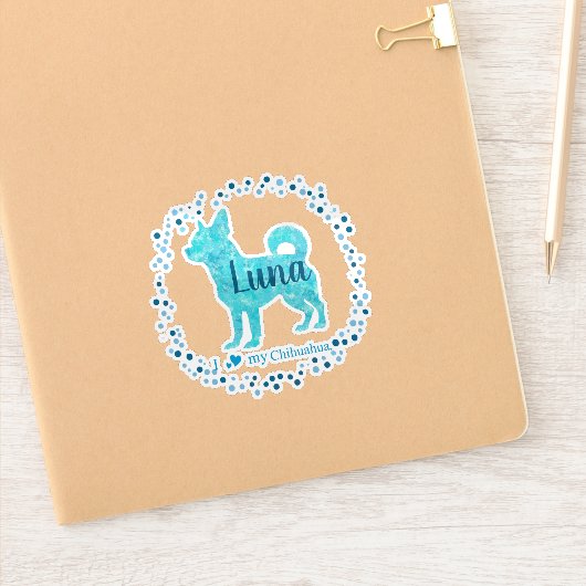 Custom Pastel blue chihuahua Silhouette sticker シール (ノートブック)