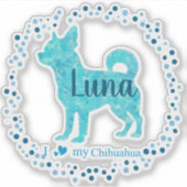 Custom Pastel blue chihuahua Silhouette sticker シール (正面)