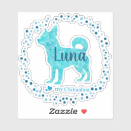 Custom Pastel blue chihuahua Silhouette sticker シール