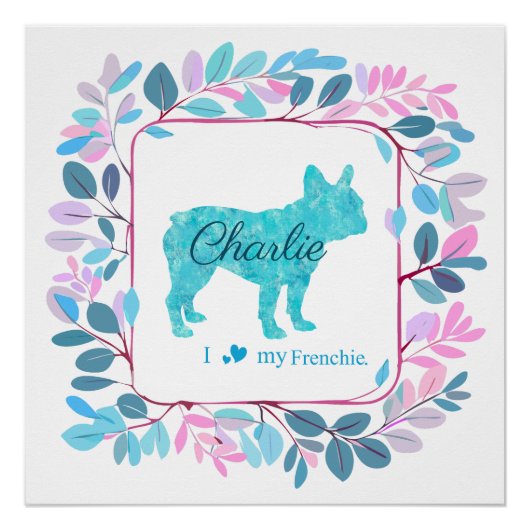 Custom Pastel blue french bulldog poster decor ポスター (正面)