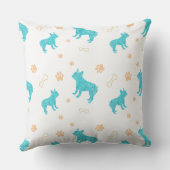 Custom Pastel blue french bulldog throw pillow クッション (裏面)