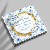 Custom Pastel Blue Gold Glitter Wedding Guest Book ゲストブック
