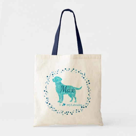 Custom Pastel blue labrador retriever tote bag トートバッグ (正面)