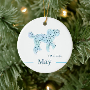 Custom Pastel Blue Poodle Silhouette customizable セラミックオーナメント
