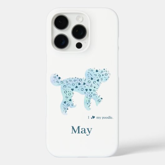 Custom Pastel Blue Poodle Silhouette customizable Case-Mate iPhoneケース (裏面)