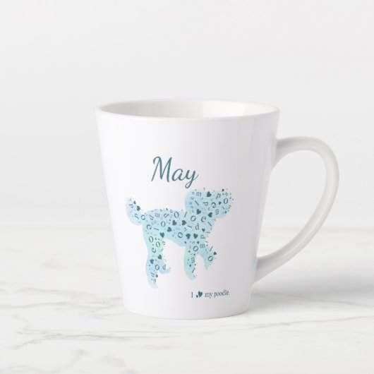 Custom Pastel Blue Poodle Silhouette Mug カフェラテマグ (右)