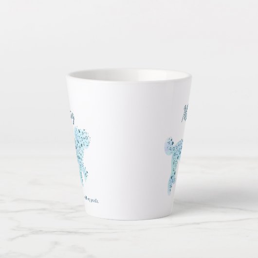 Custom Pastel Blue Poodle Silhouette Mug カフェラテマグ (正面)