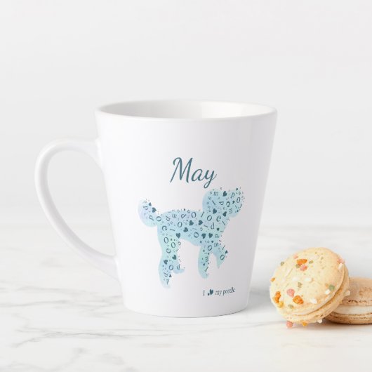 Custom Pastel Blue Poodle Silhouette Mug カフェラテマグ (インサイチュ)