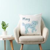 Custom Pastel Blue Poodle Silhouette Throw Pillow クッション (椅子)