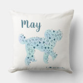 Custom Pastel Blue Poodle Silhouette Throw Pillow クッション (正面)