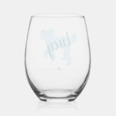 Custom Pastel Blue Poodle Silhouette Wine Glass ステムなしワイングラス (裏面)