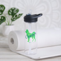Custom Pastel Blue Shiba Inu Silhouette Bottle