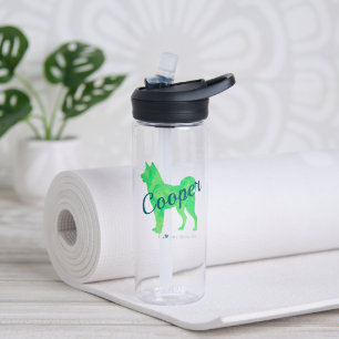 Custom Pastel Blue Shiba Inu Silhouette Bottle ウォーターボトル