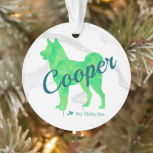 Custom Pastel Blue Shiba Inu Silhouette Ornament オーナメント