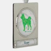 Custom Pastel Blue Shiba Inu Silhouette Ornament シルバープレートバナーオーナメント (右)